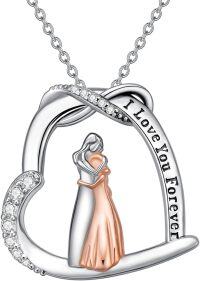 wholesale 925 Sterling Silver Infinity Heart Mommy and Me Pendant Necklaces with Cubic Zirconia - I Love You Forever Message Charm Gifts for Mothers Day/Christmas/Women's Birthday-Mum-Daughter 2