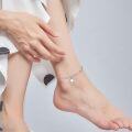 wholesale 925 Sterling Silver Double Layered Pearl Pendant Ankle Anklet-0-1