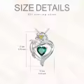 TOUPOP Sterling Silver & Birthstone Heart Birth Flower Pendant Necklace-0-3