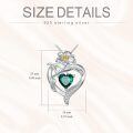 TOUPOP Sterling Silver & Birthstone Heart Birth Flower Pendant Necklace-0-3