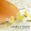 wholesale 925 Sterling Silver Yellow Opal Duck Stud Earrings for Girls - Hypoallergenic and Adorable s-0-2