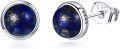 wholesale 925 Sterling Silver Natural Lapis Lazuli Round Halo Gemstone Stud Earrings Gift-0-0