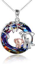 wholesale Sterling Silver Blue Purple Volcano Crystal Elephant Pendant for Mom-0-0