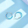 wholesale Sterling Silver Opal Hoop Earrings for Women Blue White Black Green Pink Orange Hypoallergenic Huggie Cartilage Mother s Day Jewelry-0-2