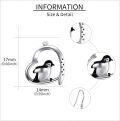 wholesale 925 Sterling Silver Penguin Heart Dangle Earrings for Women Girls  4cm Long-0-4