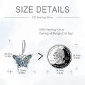 wholesale 925 Sterling Silver Blue Abalone Shell Butterfly Drop Earrings for Women-0-3