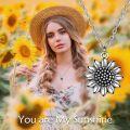 wholesale 925 Sterling Silver Sunflower Pendant Necklace - You Are My Sunshine Gift-0-1