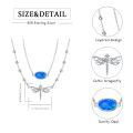 wholesale 925 Sterling Silver Blue Opal & Dragonfly Pendant Necklace for Women Gifts-0-5