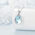wholesale 925 Sterling Silver Teardrop Moonstone Blue Enamel Bird & Star Pendant Necklace-0-4
