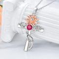 wholesale 925 Sterling Silver Cross Pendant With Red Gemstone And Lily Design-0-27