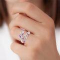 wholesale Sterling Silver Cubic Zirconia Dainty Leaf Rainbow Adjustable Open Ring-0-2