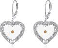 wholesale 925 Sterling Silver Heart-Shaped Dangle Earrings with Amber Stone and Celtic Knot Design - Faith Jewelry for Women-0-0