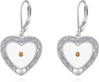 wholesale 925 Sterling Silver Heart-Shaped Dangle Earrings with Amber Stone and Celtic Knot Design - Faith Jewelry for Women-Celtic Knot