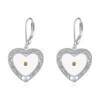 wholesale 925 Sterling Silver Heart-Shaped Dangle Earrings with Amber Stone and Celtic Knot Design - Faith Jewelry for Women-Celtic Knot