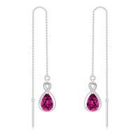 wholesale 925 Sterling Silver 12 Birthstone Infinity Threader Drop Earrings for Women-7-July-Ruby Red