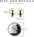 wholesale 925 Sterling Silver Black Cat Crescent Moon Stud Earrings for Women-0-2