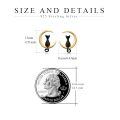 wholesale 925 Sterling Silver Black Cat Crescent Moon Stud Earrings for Women-0-2