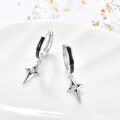 wholesale 925 Sterling Silver Black Enamel and Cubic Zirconia Star Drop Huggies for Women & Men-0-1
