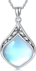 wholesale Sterling Silver Natural Gemstone Teardrop Pendant Necklace-0-0