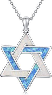 wholesale 925 Sterling Silver Star of David Opal Pendant Necklace - Jewish Messianic Seal Protection Jewelry for Hanukkah Gift-Star of David-Opal