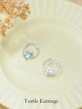 wholesale TOUPOP Sea Turtle Earrings For Women S925 Sterling Silver Moonstone Sea Turtle Huggie Hoop Earrings Jewelry Ocean Gifts For Turtle Lover Women Mom Her -0-3