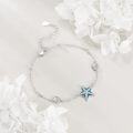 wholesale 925 Sterling Silver Blue Enamel Starfish Shell Charm Bracelet for Women Girls  7-8 Adjustable Length-0-4