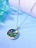 TOUPOP Sterling Silver Abalone Shell Cactus Tree Of Life Pendant Necklace-0-2
