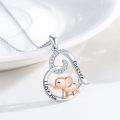 wholesale 925 Sterling Silver Elephant Heart Love Forever Pendant Necklace for Women-0-1