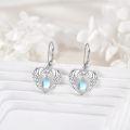 wholesale 925 Sterling Silver Moonstone Heart Angel Wing Drop Leverback Earrings-0-2
