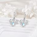 wholesale 925 Sterling Silver Platinum Plated Angel Wings Heart Moonstone Drop Earrings-0-2