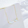 wholesale  Sterling Silver Gold-Plated White Opal Bar Necklace with Branch Design, 30mm Pendant, 18+2 Chain, Hypoallergenic Jewelry Gift for Women-0-1