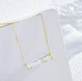 wholesale  Sterling Silver Gold-Plated White Opal Bar Necklace with Branch Design, 30mm Pendant, 18+2 Chain, Hypoallergenic Jewelry Gift for Women-0-1