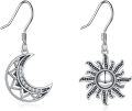 wholesale 925 Sterling Silver Sun and Moon Drop Earrings for Women - Bohemian Witchcraft s-0-0