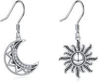 wholesale 925 Sterling Silver Sun and Moon Drop Earrings for Women - Bohemian Witchcraft s-Sun and Moon