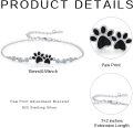 wholesale 925 Sterling Silver White Cubic Zirconia Paw Print Adjustable Bracelet for Dog & Cat Lovers, Hypoallergenic Pet Jewelry Gift for Women-0-1