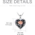 wholesale 925 Sterling Silver Heart Locket Pendant with Rose Gold Flower and Black Enamel - Mommy & Me s for Women-0-1