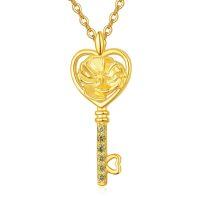 wholesale 925 Sterling Silver Heart Rose Key Pendant Necklace-08-Aug-Poppy