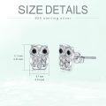 wholesale 925 Sterling Silver Owl Stud Earrings with Cubic Zirconia Accents-0-2