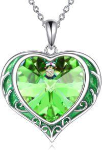 wholesale Sterling Silver Austrian Crystals Love Heart Pendant Necklace for Women-08-August