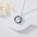 TOUPOP Sterling Silver Blue Crystal Tree Of Life Birthstone Necklace-0-4