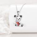 wholesale 925 Sterling Silver Teddy Bear Heart Pendant Necklace for Women Girls Gifts-0-1