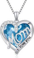 wholesale  14K Gold-Plated Sterling Silver March Birthstone Heart Necklace for Mom-0-0