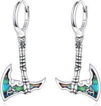 wholesale 925 Sterling Silver Opal Axe Drop Dangle Earrings Norse Viking s for Women-Viking Ax