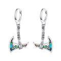 wholesale 925 Sterling Silver Opal Axe Drop Dangle Earrings Norse Viking s for Women-0-0