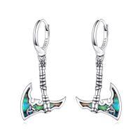 wholesale 925 Sterling Silver Opal Axe Drop Dangle Earrings Norse Viking s for Women-Viking Ax