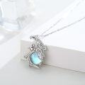 wholesale 925 Sterling Silver Blue Moonstone Bat Pendant Gothic Halloween Necklace-0-1