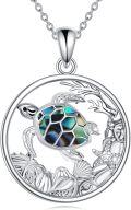 wholesale 925 Sterling Silver Abalone Shell Sea Turtle Pendant Necklace for Women-0-0