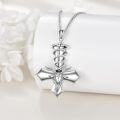wholesale 925 Sterling Silver Goat Head Cross Pendant Necklace with Pentagram and Snake Design-0-1