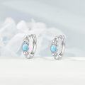 wholesale Sterling Silver Celtic Turquoise Moonstone Rose Quartz Larimar Moss Agate Hoop Earrings-0-2
