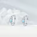 wholesale 925 Sterling Silver Blue Larimar Huggie Hoop Earrings Wholesale with Intricate Design-0-2